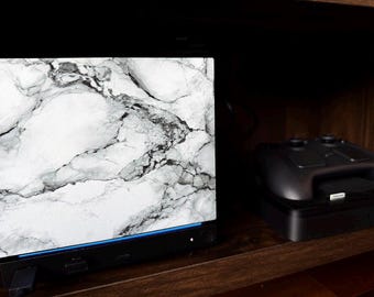 White Marble Steam Machine Faceplate | Magnetic UV Printed Panel, Minimal Desk Decor