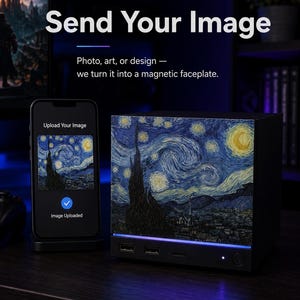 Aanpasbaar frontpaneel voor stoommachine, ontwerp je eigen gepersonaliseerde magnetische afdekplaat, met UV-print van je foto of kunstwerk, gamer cadeau voor hem.