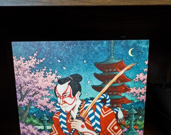 Frontplatte für Dampfmaschinen im Kabuki-Samurai-Stil | Schwert-Panel im Ukiyo-e-Stil | Magnetische, UV-bedruckte Abdeckung | Geschenk für japanische Gamer