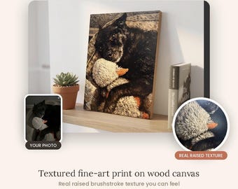 Custom Pet Portrait on Wood from Photo Textured Impasto Dog Painting 12x16