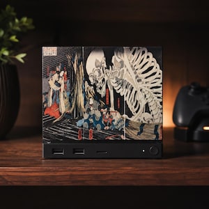 Witch & Skeleton Steam Machine Faceplate  Kuniyoshi Ukiyo-e Art, Takiyasha Skeleton Spectre, UV Printed Front Panel, Gamer Gift, Valve steam