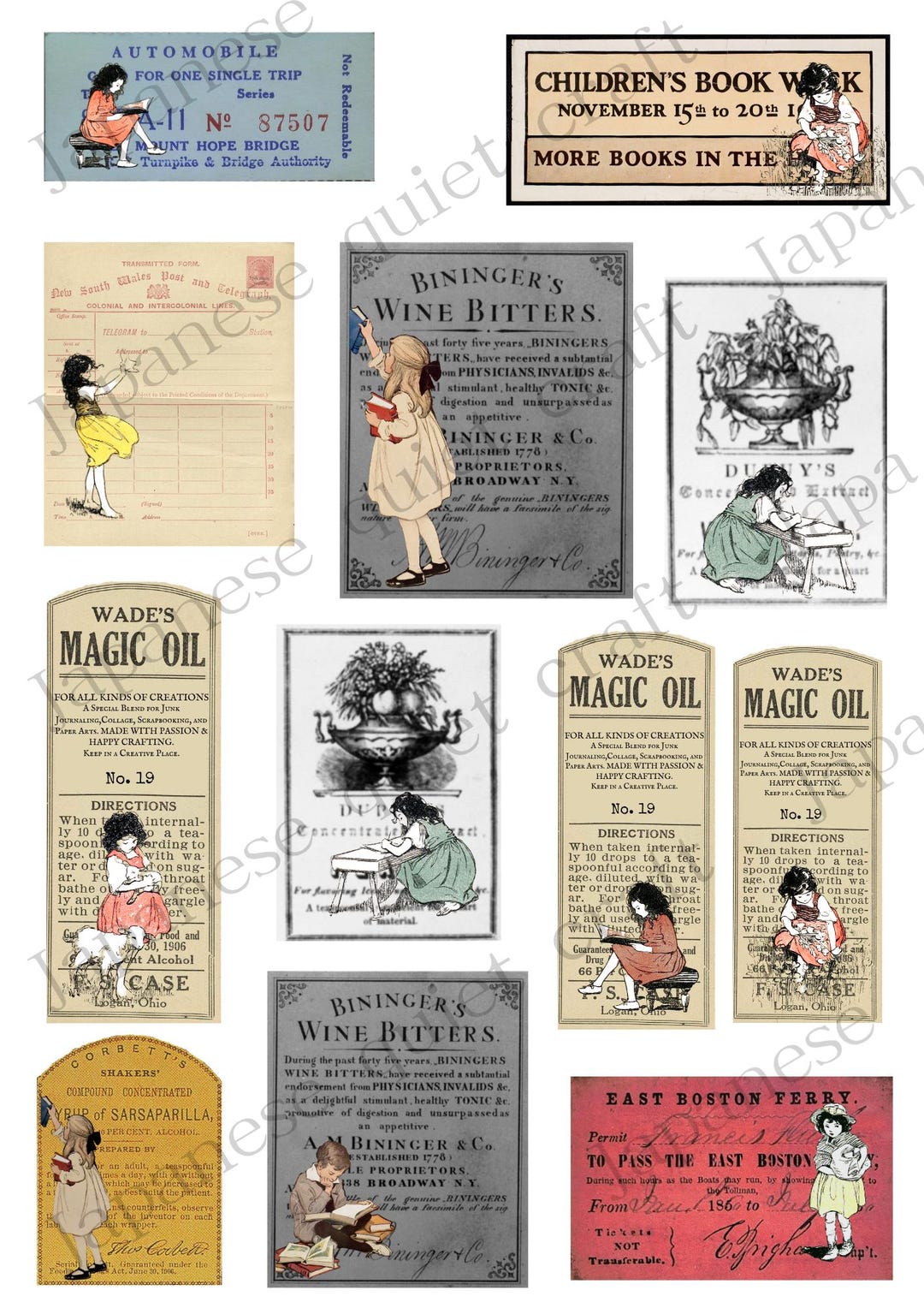 Vintage Label Collage Sheet, Printable Ephemera for Junk Journal ...