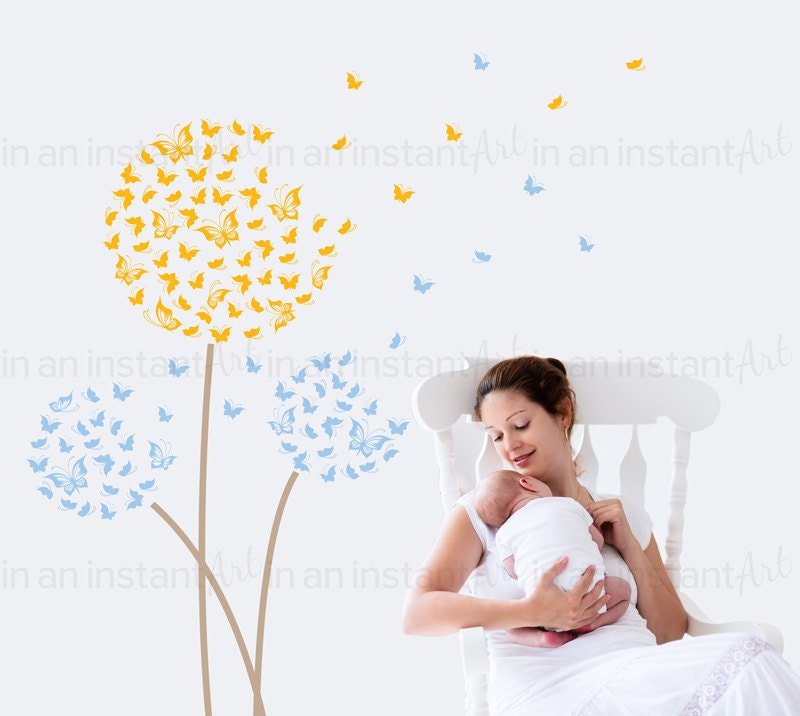 Butterflies Dandelion Wall Decal Dandelion Custom Wall Decal Etsy