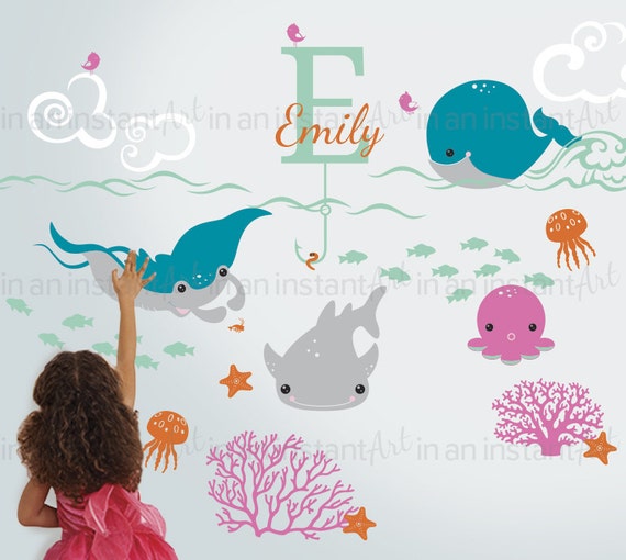 Ocean Animals Wall Decal Under the Sea Sticker Set for Kids