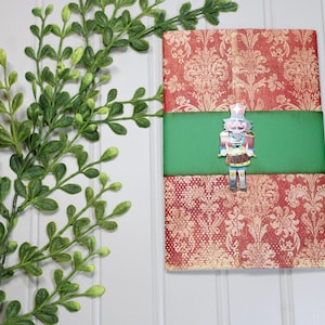 Handmade Christmas Daily Notes Covered 5x8 Legal Pad - Nutcracker Damask