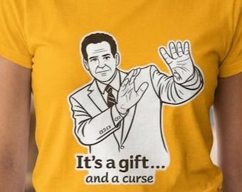Camiseta inspirada en monjes: Es un don y una maldición, camiseta con humor sobre el TOC.