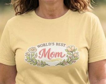 Camiseta "La mejor mamá del mundo" con estampado floral, regalo para el Día de la Madre, estilo vintage.