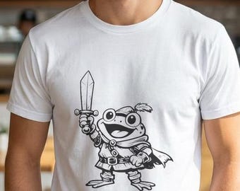 Camiseta divertida de Frog Knight, fantasía medieval, animal, D&D, camiseta gráfica