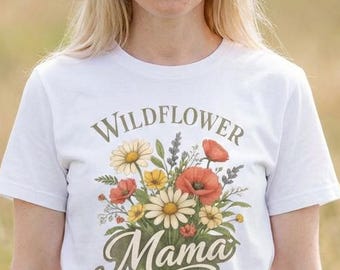 Camiseta Wildflower Mama: Camiseta vintage con estampado floral botánico.