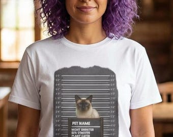Camiseta personalizada con foto policial de perro o gato, regalo divertido para amantes de las mascotas.