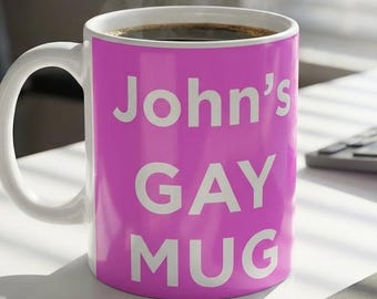 Caneca de café personalizada do Orgulho Gay – Caneca com nome personalizado e humor
