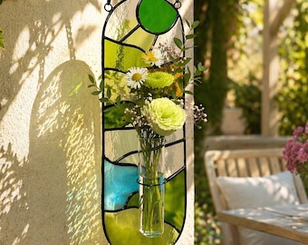 Jarrón de propagación de vidrieras, atrapasol, soporte colgante para plantas, decoración de pared hidropónica, arte para ventanas, regalo del Día de la Madre para mamás amantes de las plantas.