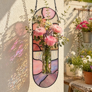 Buntglas-Vermehrungsvase, hängender Glaspflanzer Suncatcher, Hydrokultur-Wanddekor, handgemachtes Boho-Geschenk für Mutter, Fensterpflanzenhalter