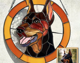 Vitral en memoria de mascota, adorno personalizado para ventana con diseño de mascota, panel conmemorativo hecho a mano, regalo de condolencia por la pérdida de una mascota, decoración de vitral con diseño de perro.