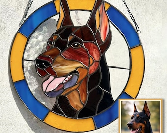 Retrato de mascota en vitral personalizado, atrapasoles de perro personalizado, regalo conmemorativo de mascota hecho a mano, adorno para ventana, decoración para amantes de las mascotas, regalo personalizado para mascotas