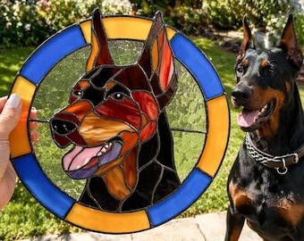 Atrapasueños de vitral personalizado con forma de perro, regalo colgante personalizado para ventana con forma de perro, recuerdo conmemorativo hecho a mano para mascotas, regalo para amantes de los perros.