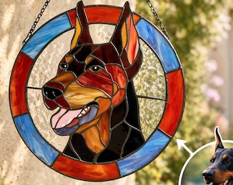 Atrapasueños de vidrieras con diseño de perro, regalo para amantes de los perros, adorno personalizado para ventana con forma de perro, recuerdo artesanal para perros, regalo para amantes de los perros.