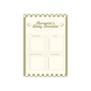 Therapist's Daily Checklist Post-it Note Pads | Task Planner Sticky Notes, Productivity To-Do List