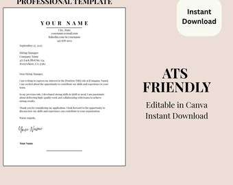 Modern Resume Cover Letter Template | Editable Canva CV (digital ...