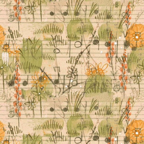 Beauty Is You Collection - Dancing Meadow in Natural by Cori Dantini for Blend Fabrics