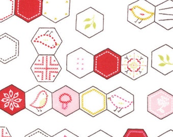 Sew Stitchy Collection - Novelty Hexagons - White by Aneela Hoey - Moda