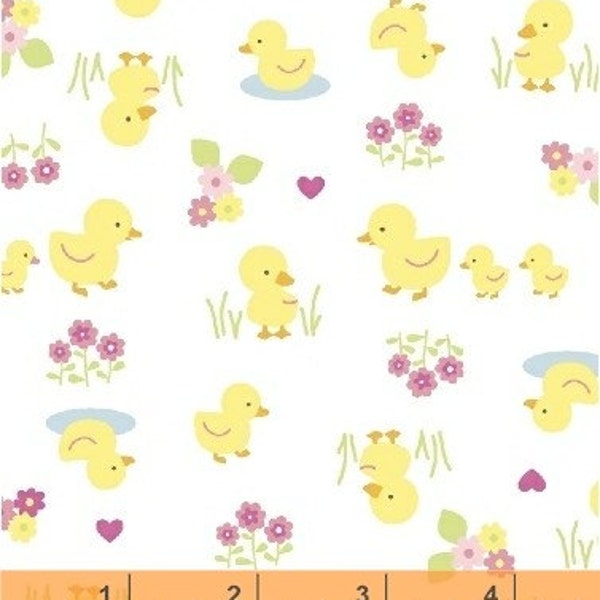 Windham Fabrics-Baby Buddies Collection-Baby Duckies-White