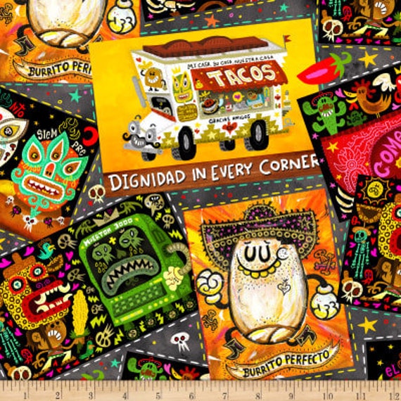 Qt Fabrics Hot Tamale Foodie Patches Gray Choose Your Cut