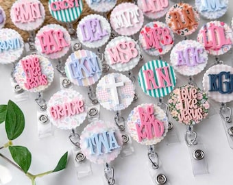 Personalized Initial Badge Reel, Healthcare Badge Holder, Badge Reel, Nurse Badge Reel, RN Gift, Mini Nurse Accessories, Acrylic Badge Reel
