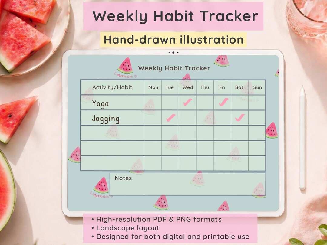 Weekly Habit Tracker | Printable | Digital Planner for iPad | Goodnotes ...