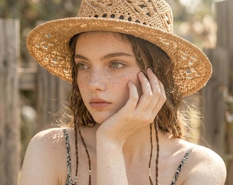 Ralph Lauren Vintage Woven Curved Brim Straw Hat Rustic Tan  display picture 2