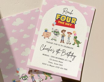 Toy Story 4th Birthday Invitation, Watercolor Cowgirl Jessie Woody Party (Digital Download)