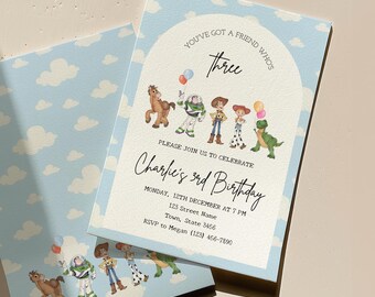 Toy Story 3rd Birthday Invitation, Watercolor Bullseye Horse Invite (Digital Download)