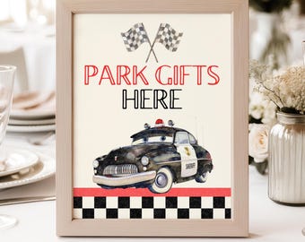 Cars Sheriff Party Sign, Watercolor Race Car Gifts Poster (8x10 Digital Download)
