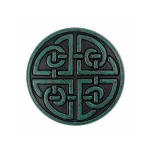 10 Pieces Celtic Shield Knot Metal Shank Buttons. 25mm (1 inch) (Green Black Patina Varnished)(MTN3037-GB)