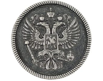 12 Pieces Two-Headed Eagle Metal Shank Buttons. 25mm (1 inch) (Gray Silver)(MTN3006-25-GS)
