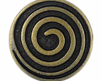12 Pieces Spiral Metal Shank Buttons. 20mm (3/4 inch) (Antique Brass)(MTN0102-AB)