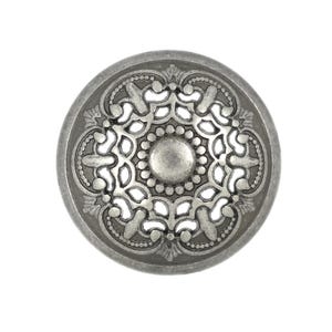10 Pieces Medieval Filigree Openwork Domed Gray Silver Metal Shank Buttons 22mm (7/8 inch)(MTN1394-GS-22)
