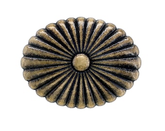 12 bottoni in ottone anticato ovali a forma di fiore di cactus con gambo in metallo. 24 mm x 19 mm