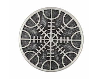 12 Pieces Viking Helm of Awe Pattern Metal Shank Buttons. 23mm (7/8 inch) (Antique Silver)(MTN3052-AS)