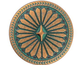 10 pezzi bottoni in metallo con gambo a forma di fiore di diamante verde rame. 25 mm (1 pollice)