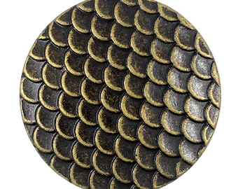 10 bottoni in ottone anticato con gambo in metallo a forma di scaglie di drago. 23 mm (7/8 pollici)