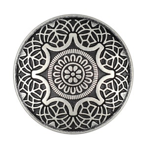 10 stycken metallknappar med arabeskmönster i antik silver. 25 mm (1 tum)