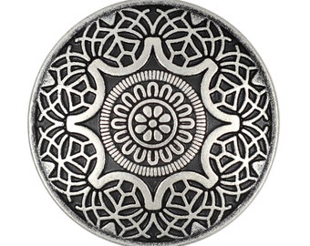 Bottoni con gambo in metallo con fiore arabesco argento antico da 10 pezzi. 25 mm (1 pollice)