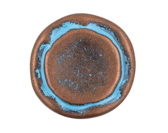 12 Pieces Rustic Circles Metal Shank Buttons 23mm (7/8 inch) (Copper Blue)(MTN2138-CB)