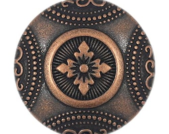 12 Pieces Rosette Pattern Metal Shank Buttons. 23mm (7/8 inch) (Antique Copper)(MTN0193-AC)