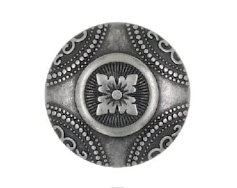 12 Pieces Rosette Pattern Metal Shank Buttons. 23mm (7/8 inch) (Gray Silver)(MTN0193-GS)