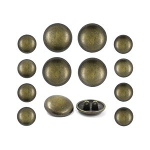 Conjunto de botões profissionais de metal para blazer com haste dupla em latão antigo. 6 peças de 23 mm, 8 peças de 15 mm (MTN3019-AB-1523)