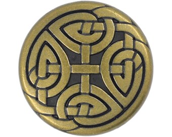 10 Pieces Celtic Eternal Knot Metal Shank Buttons. 23mm (7/8 inch) (Antique Brass)(MTN3032-AB)