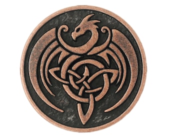 8 Pieces Antique Copper Celtic Dragon Metal Shank Buttons. 25mm (1 inch)
