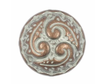 12 Pieces Ferns Swirl Domed Metal Shank Buttons. 18mm (11/16 inch) (Copper White Patina)(MTN2445-CWP)
